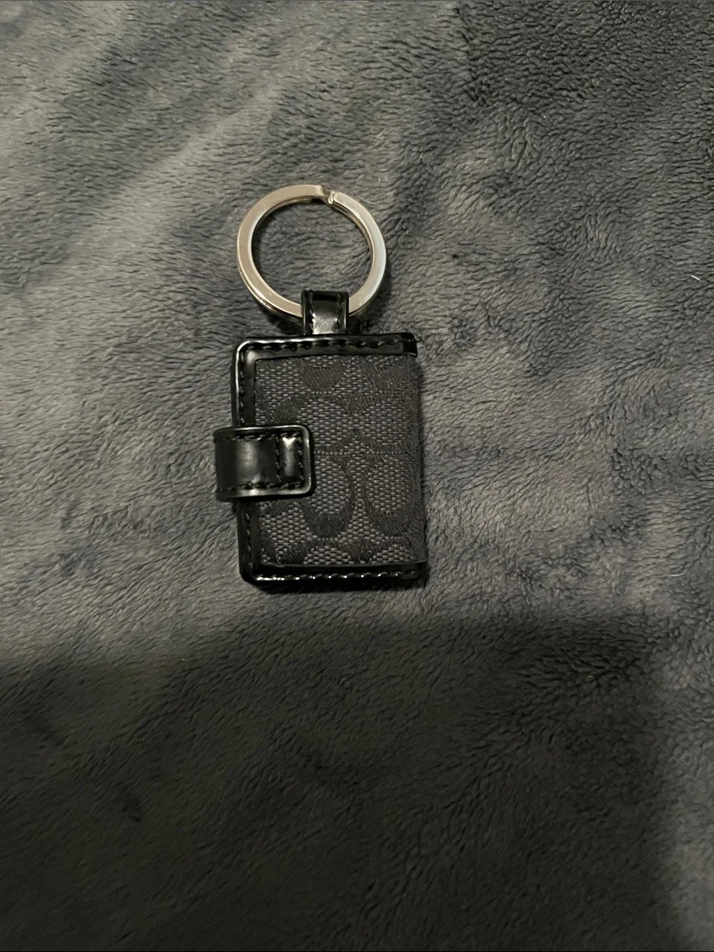 Coach Black Leather Signature Key & Card Holder Keyring